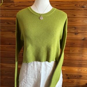 La Hearts Olive Ribbed Knit Top